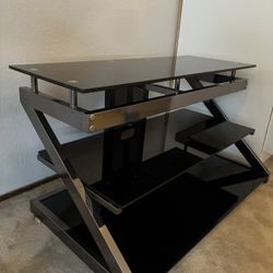 Z Line Black Tempered Glass And Metal Tv Stand
