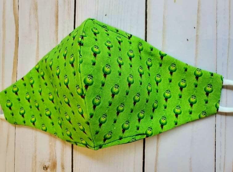 Face Mask Grinch Christmas Ears Loops Cotton 