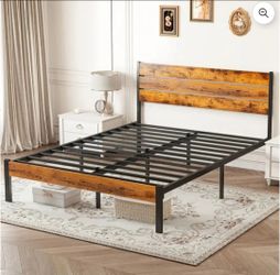 CONCETTA Queen Size Bed Frame with Headboard, Solid and Stable, Noise Free, No Box Spring Needed, Easy Assembly