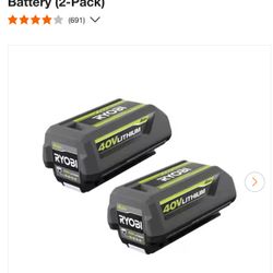 En venta 2 batería original Ryobi nuevas en sus cajas.Batería de iones de litio de alta capacidad de 40 V y 4 Ah (paquete de 2) .(  For sale: 2 brand 