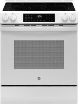 GE 600 Series 30" White Smooth-Top Electric Slide-In Range New
