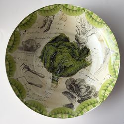 11 Inch, Unique Vegetable Art Glass Serving Bowl   