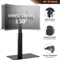 Universal Floor TV Stand Base with Swivel Height Adjustable Mount for 32 37 43 47 50 55 60 65 inch Plasma LCD LED Flat or Curved Screen TVs , Tempered