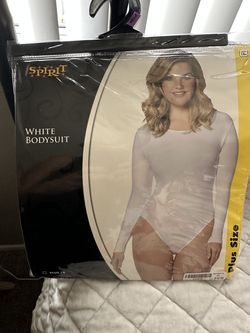 Spirit Halloween Women's White Long Sleeve Bodysuit – Plus Size 1X