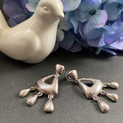 Charming Silvertone Dangling Pierced Earrings