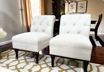 Pair of Tufted Slipper Accent Chairs