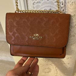 4012-HICA Unbranded PU Leather Brown Crossbody Signature Bag