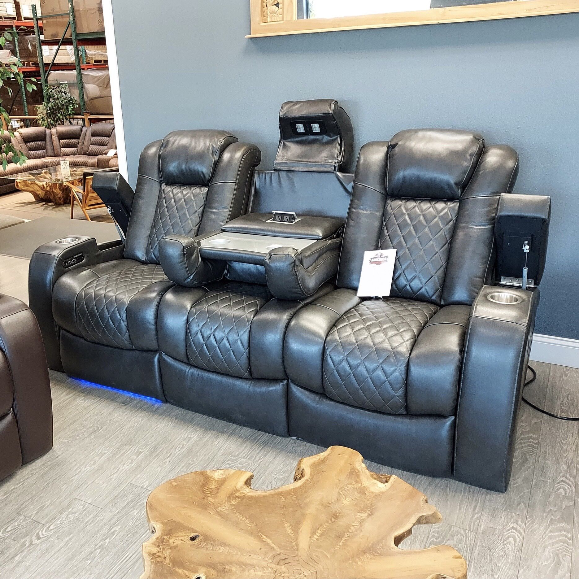 Top Grain Leather Power Recliner Sofa - Transformer Collection 