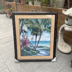 Matted Framed House on a Tropical Island