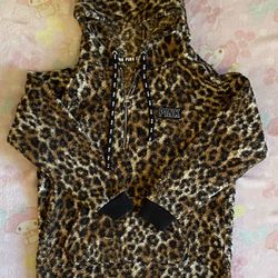 VS Pink Y2K Leopard Print Hoodie (M) 