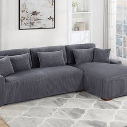 New Sectional In Corduroy Fabric 