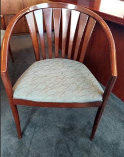 Set Of 2 Wood & Fabric Chairs 