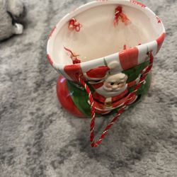 Vintage-y Santa Claus Leaf Boot Planter.