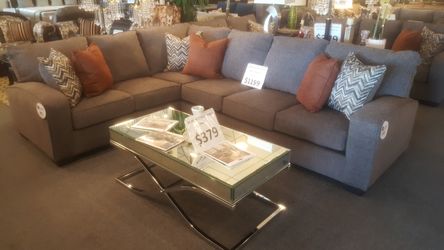 Brand new Simmons Upholstery grey linen sectional