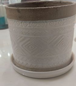 5 inch ceramic white flower pot