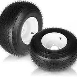 (2PCS) 18x8.50-8 Lawn Mower Tires with Rim, Natural Rubber Turf Tire for Riding Lawn Mowers | Pneumatic 4 Ply Tubeless | Bore ID 2.83 | 815lbs Capacit