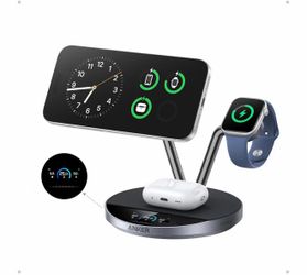 ANKER Prime 3-in-1 Qi2.2 MagSafe Compatible 25W Wireless Charging Station Smart Display, TEC Active Cooling, Apple Watch Charger, for iPhone 17, Apple