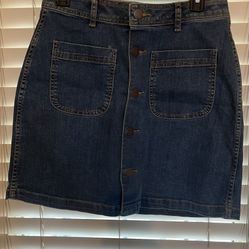 New With Tag a.n.a. New Approach Short Denim Skirt Button Front 2 Pocket, Sz28/6