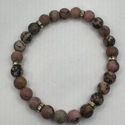 Rhodonite Stretch Bracelet. 7.5 Inches. New in Box. 