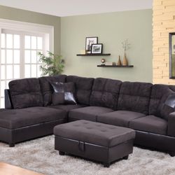 New espresso Sectional And Ottoman