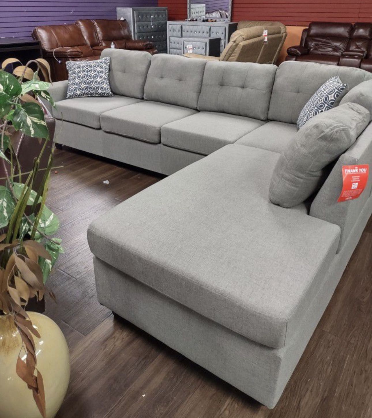 Grey Linen Sofa Sectional 🔥buy Now Pay Later 