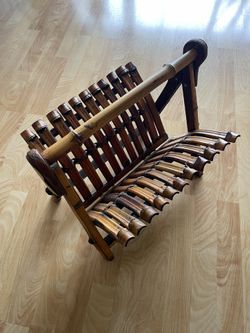 Vintage Folding Bamboo Magazine Rack 