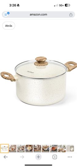 MICHELANGELO Stock Pot - 6 Qt Soup Pot with Lid, Non-Stick Pots with Granite Coating, Non-Toxic Cookware for All Stovetops, with Stay-Cool Handles