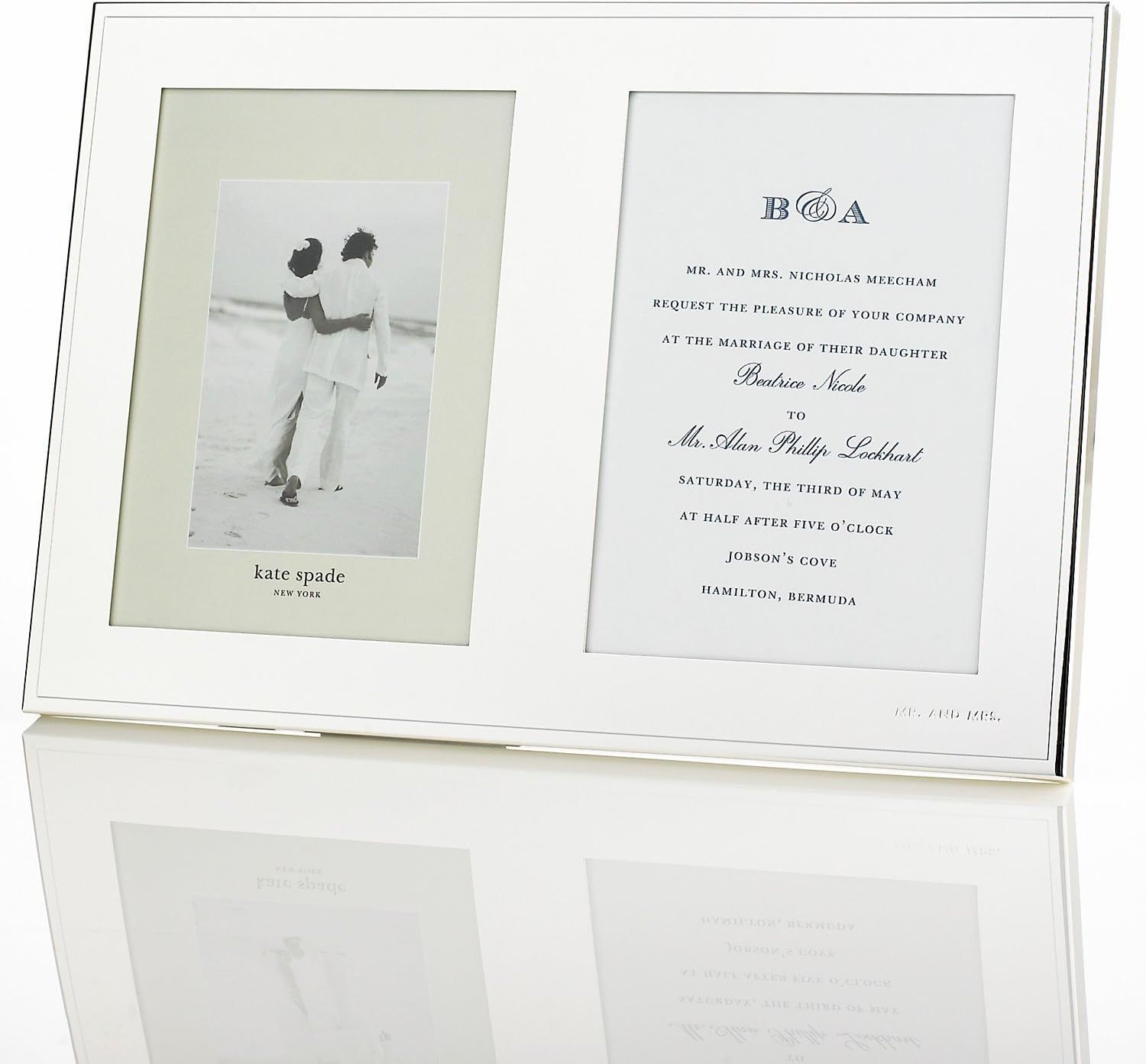 Kate Spade New York Darling Point Double 5 x 7” Silver Frame Wedding Mr. & Mrs.