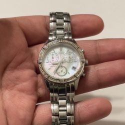 Citizen Eco-Drive Women’s Chronograph Watch WR100 Silver Crystal Bezel