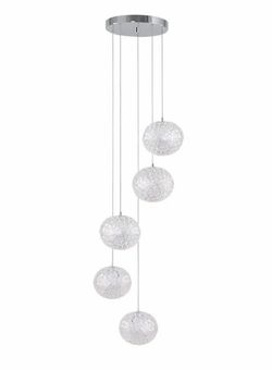 5-LED Light Chrome Cluster Pendant Chandelier
