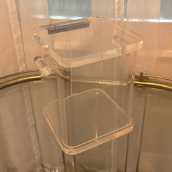 Mid Century Vintage Lucite Ice Bucket Cube With Handles 