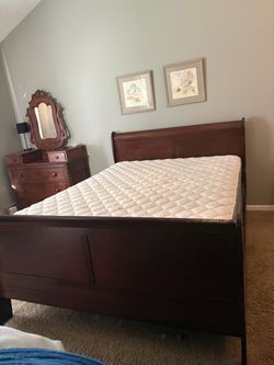 Cherry Wood Sleigh Bed Frame
