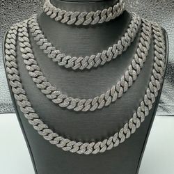 925 Silver Solid Cuban Chain with Moissanite Chain