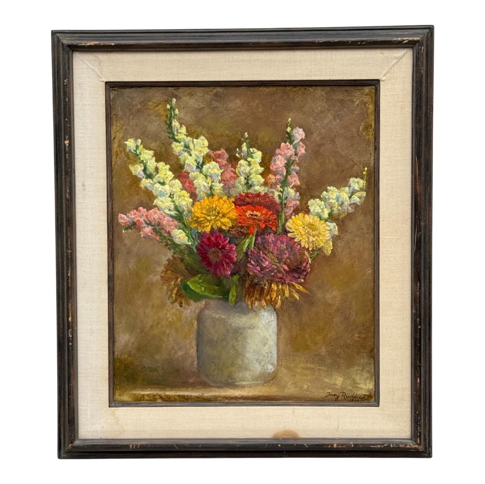 MCM Floral Oil Painting β Troy Ruddick 1966 β 27β³