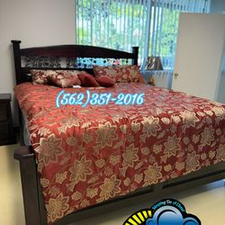 Cal king wooden bed frame madera sólida cama nueva new