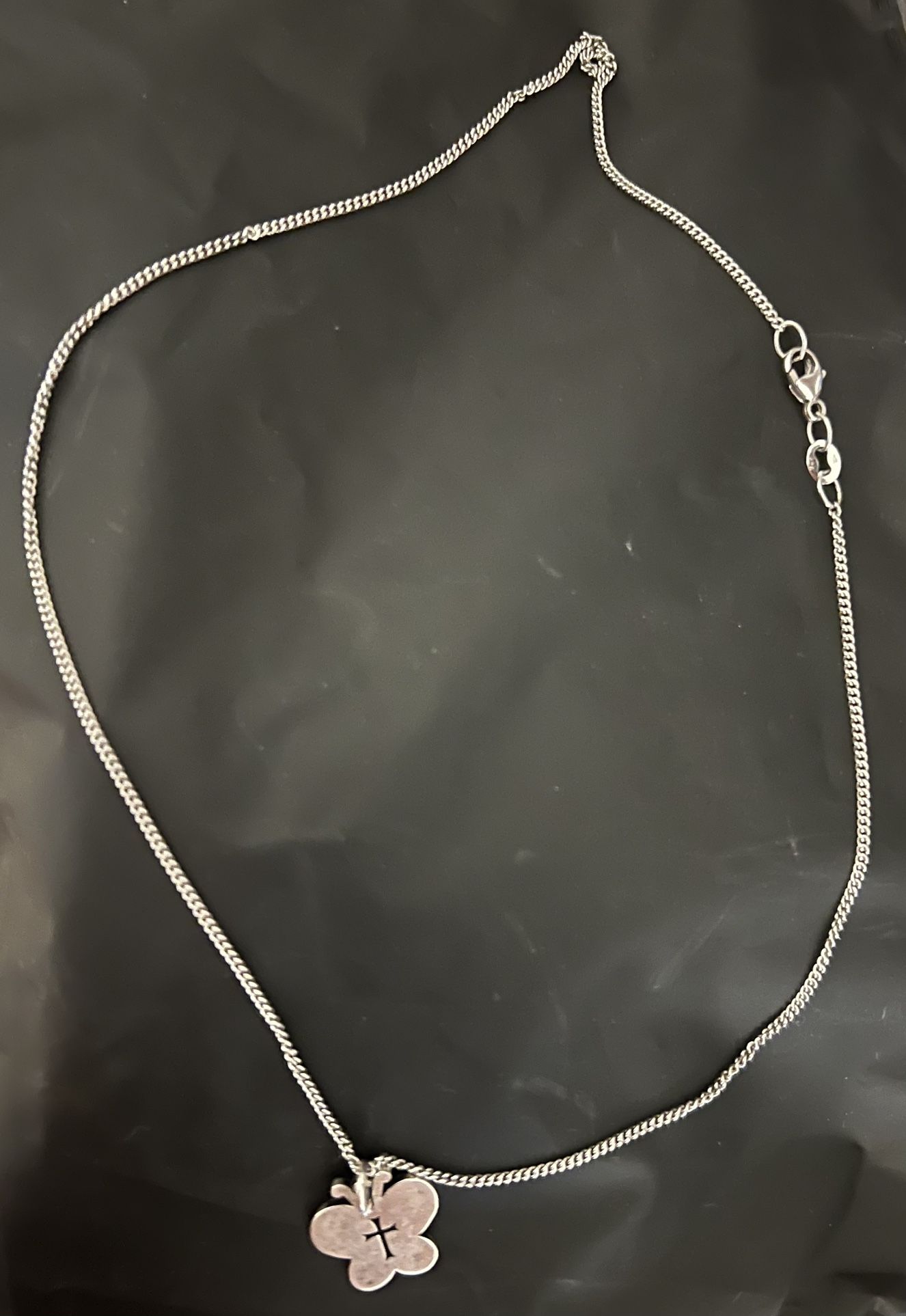 James Avery Crosslet Butterfly and Fine Curb Chain 16”