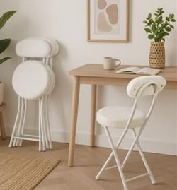 Homy Casa Folding Chair with Plush White Fabric Seat