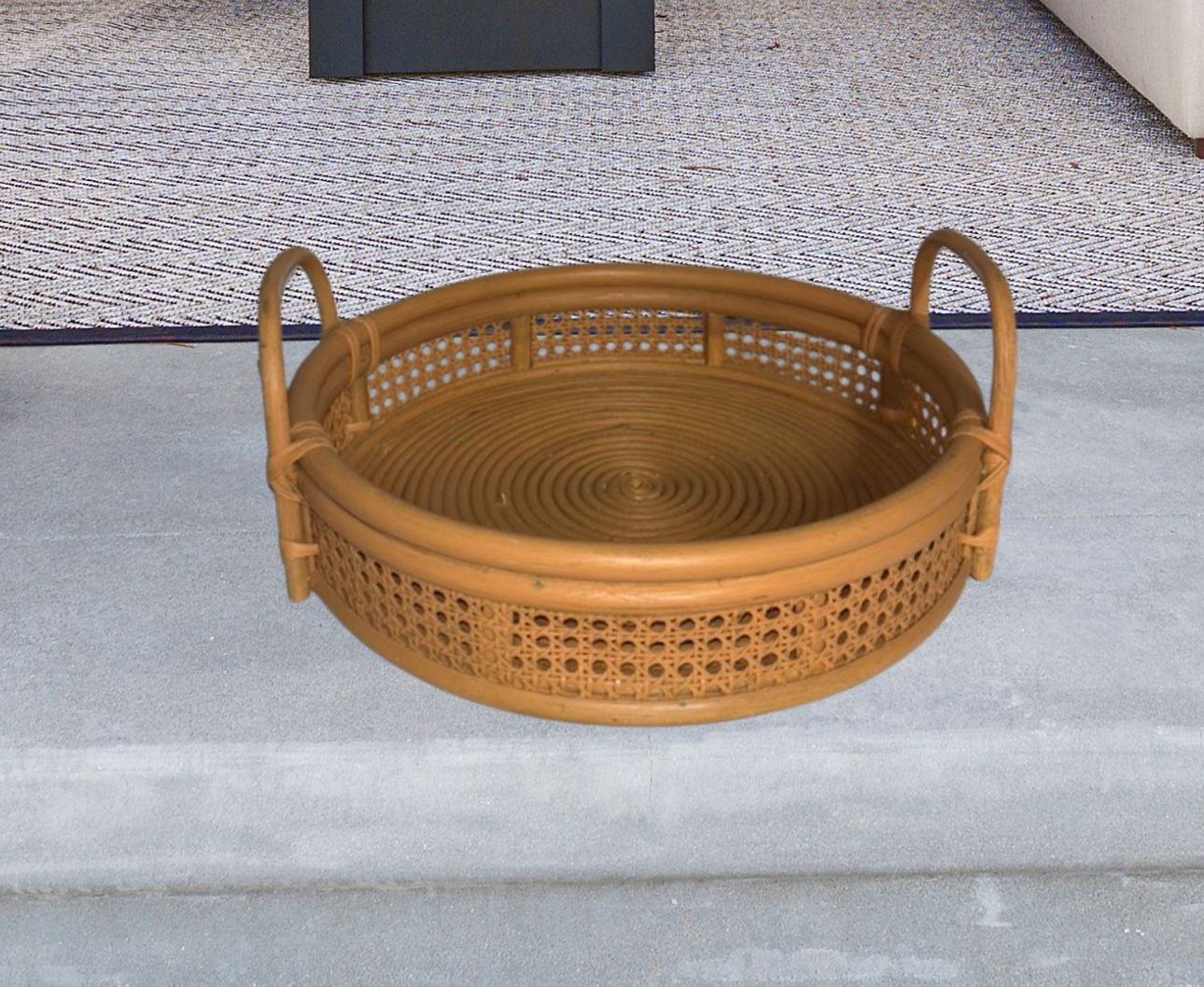 West Elm Rattan Woven Serving Tray