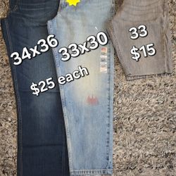 Men's Levis Size 34x36, 33x30x ,33 New