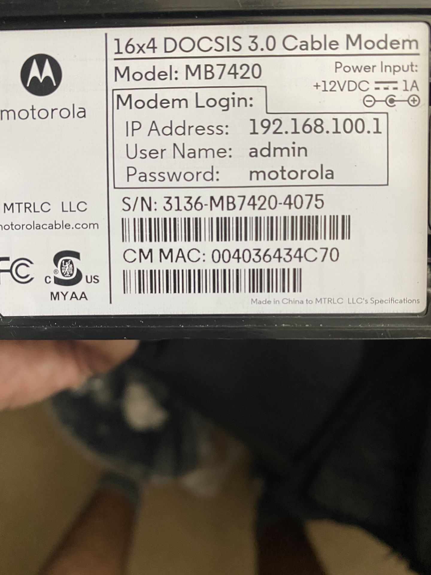 Motorola modem docsis 3.0