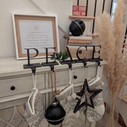 Peace Pottery Barn Stocking Holders Xmas Christmas 