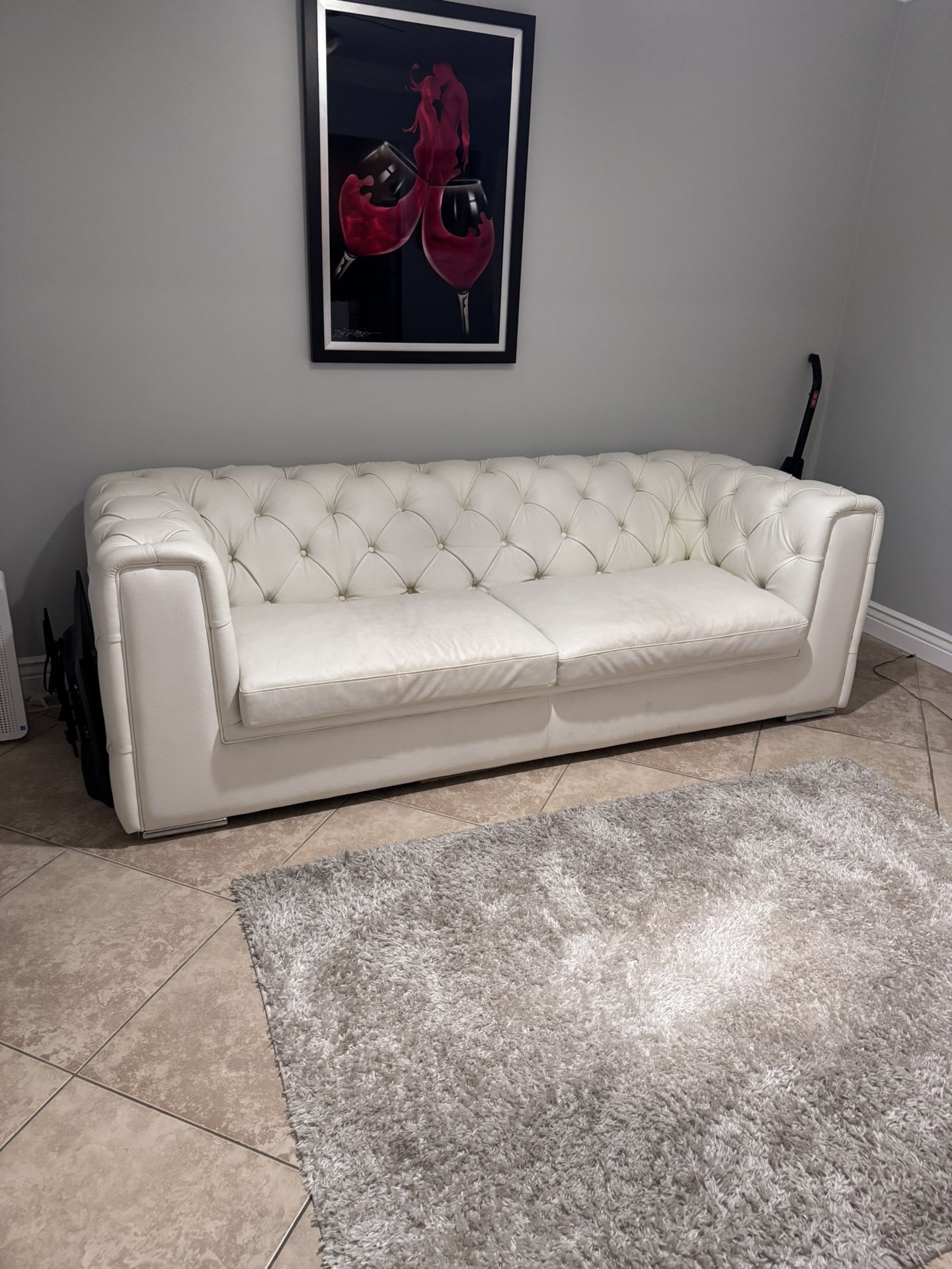 luxury White leather Couch .