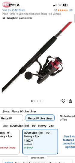PENN Fierce IV 8000 size Liveliner reel and 10 ft - 2 pc (heavy) surf combo