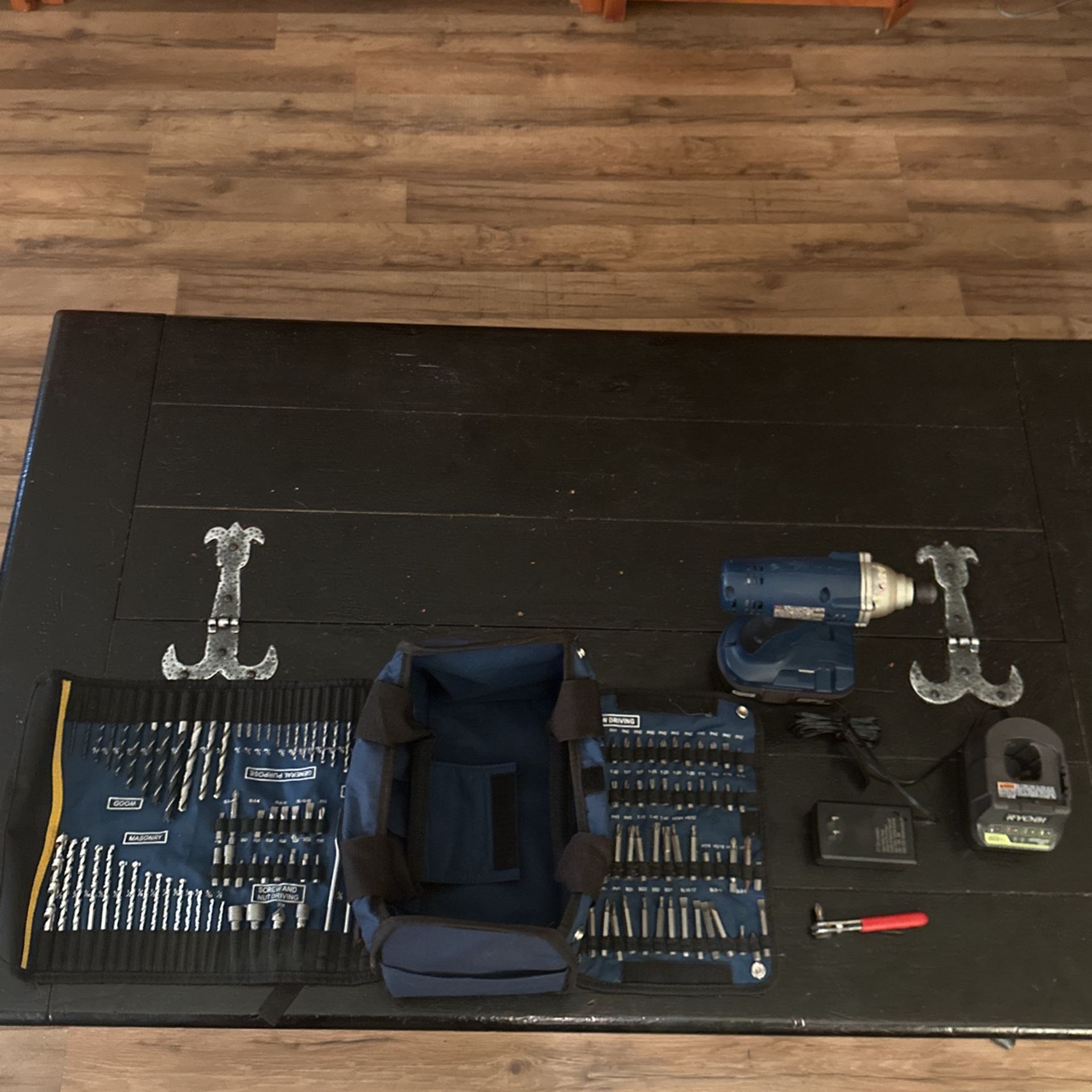 Ryobi  120 Tool Bit  Bag  Drill,charger And Battery Set New Never Used $100  Nice At  Set For Work Or Home