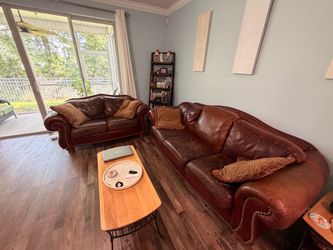 Red / Brown Leather Sofa and Loveseat Set