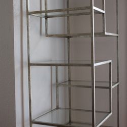 World Market - Silver Burnished Metal And Glass Asymmetrical Kali Shelf