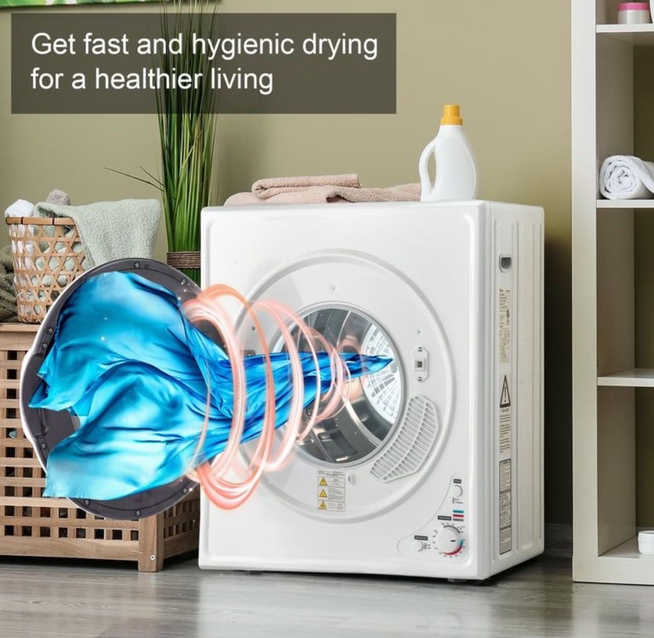 Portable Clothes Dryer, 2.6 Cu.ft. Mini Laundry Dryer, 9LBS Compact ...