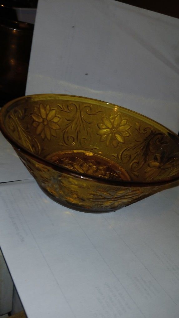 Vintage Indiana Glass Tiara Amber Bowl
