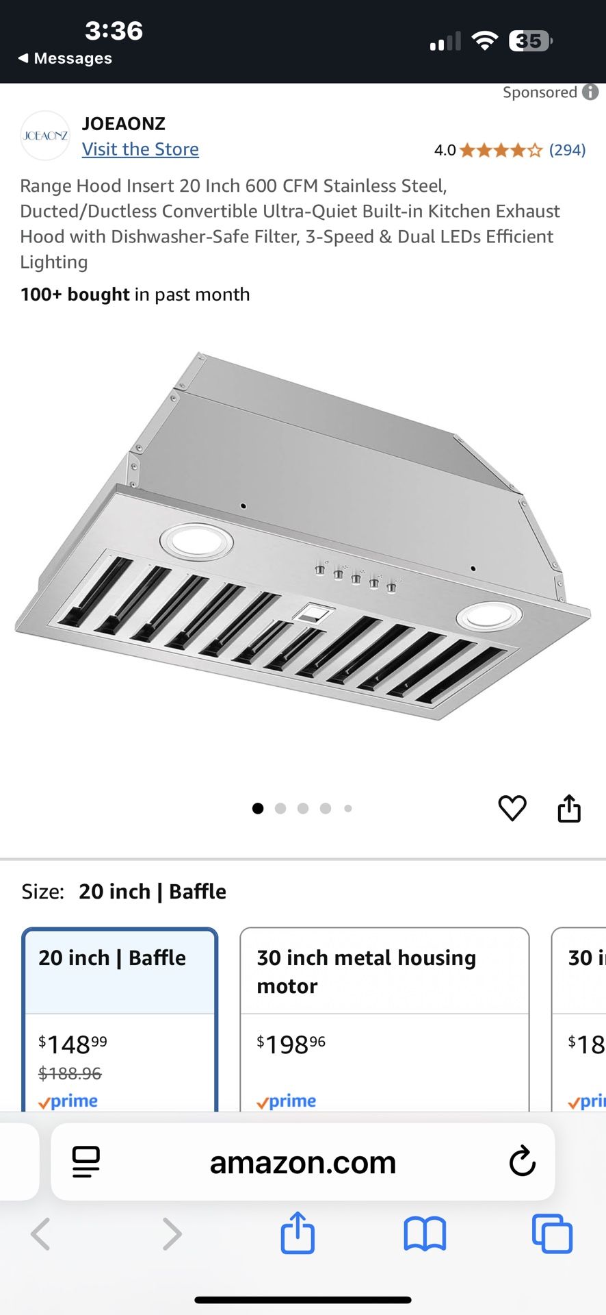 Joeaonz 20 In Insert Range Hood