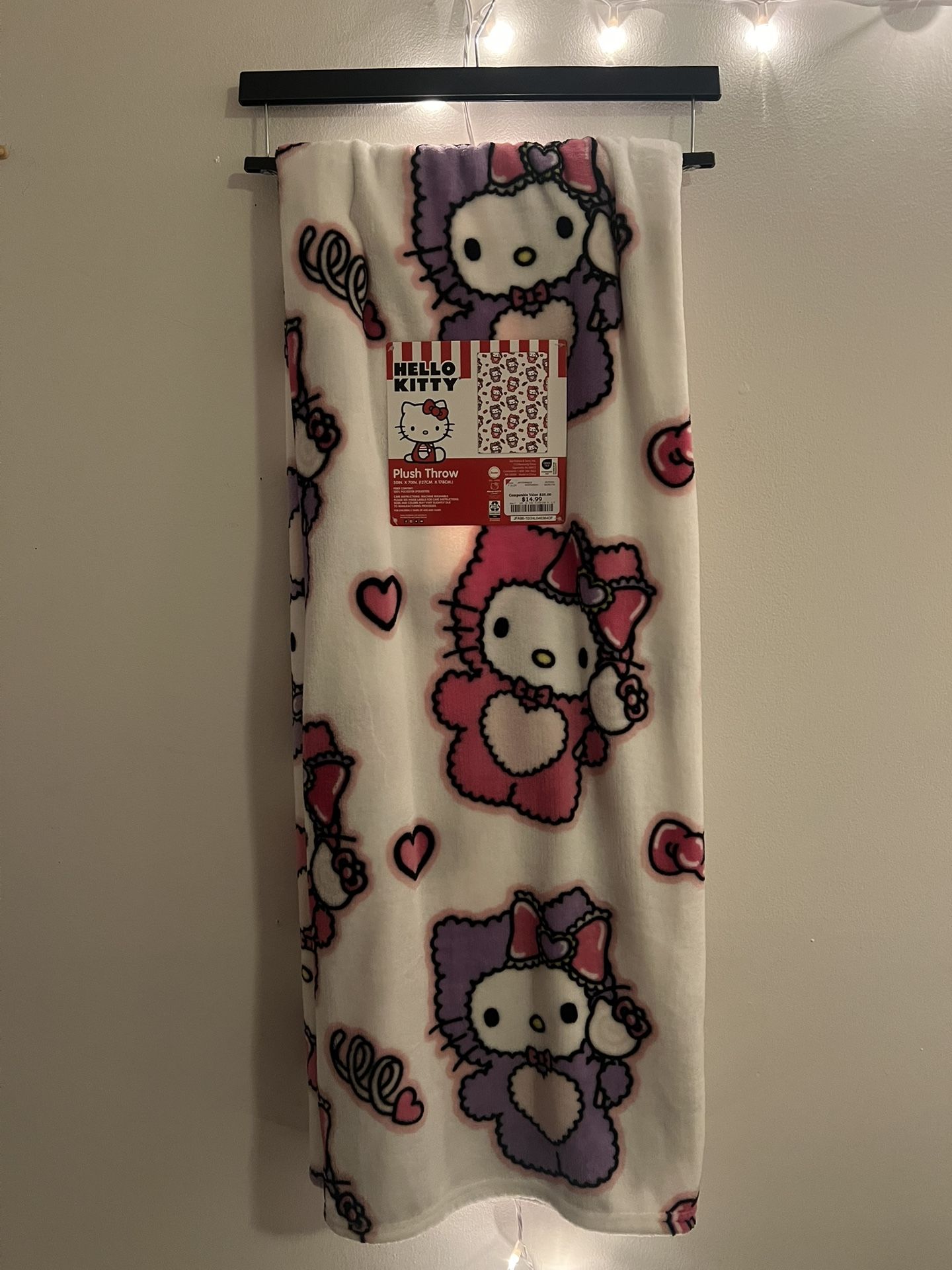 Hello Kitty Pink And Purple Bear NEW Throw Blanket